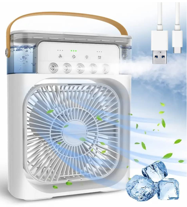 Portable Air Cooler Fan with Water Tank & USB Power - with 3 Speeds, Mist Humidifier and Quiet Cooling